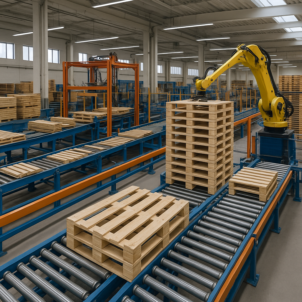 Modern pallet production facility with automated c